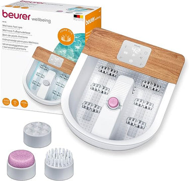 Beurer FB 65 Hidromasaje para pies con calentamiento del agua e iluminación conmutable, estación de pedicura giratoria integrada, vibración relajante y masaje de burbujas